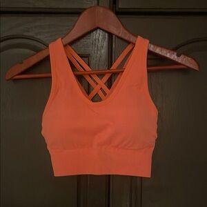 Bold Orange Cross-Back Sports Bra